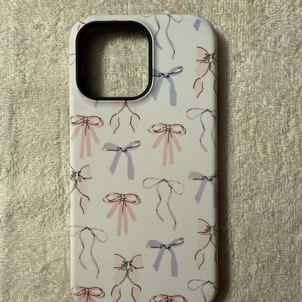 Elegant Bow Pattern Phone Case - Pink and Blue